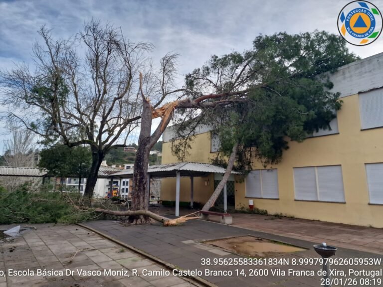 Depressão Kristin provoca 73 ocorrências em Vila Franca de Xira e faz uma vítima mortal