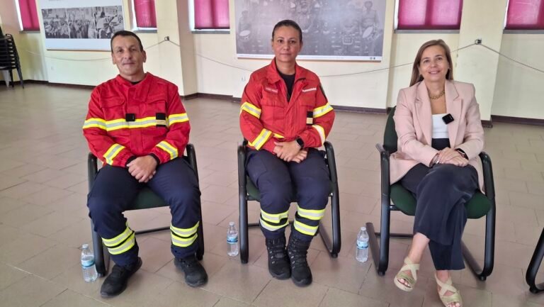 Responsáveis dos bombeiros e da Câmara durante a nossa emissão para as redes sociais